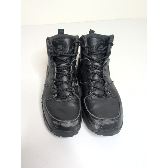 Nike Manoa Leather Boots Triple Black Mens Size 9 Sneaker Shoes 454350-003 - Picture 2 of 5